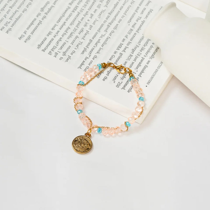Crystal Coin Charm Bracelet