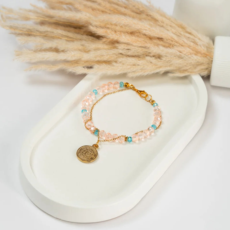 Crystal Coin Charm Bracelet