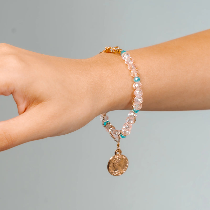 Crystal Coin Charm Bracelet